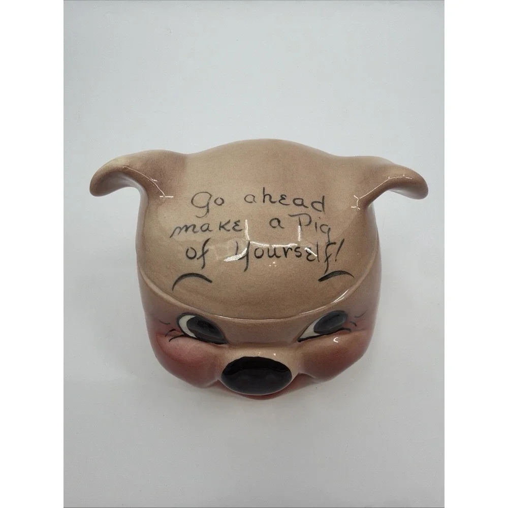 Vintage Deforest of California Cookie/Candy Jar Go Ahead Make A Pig Of Yourself
